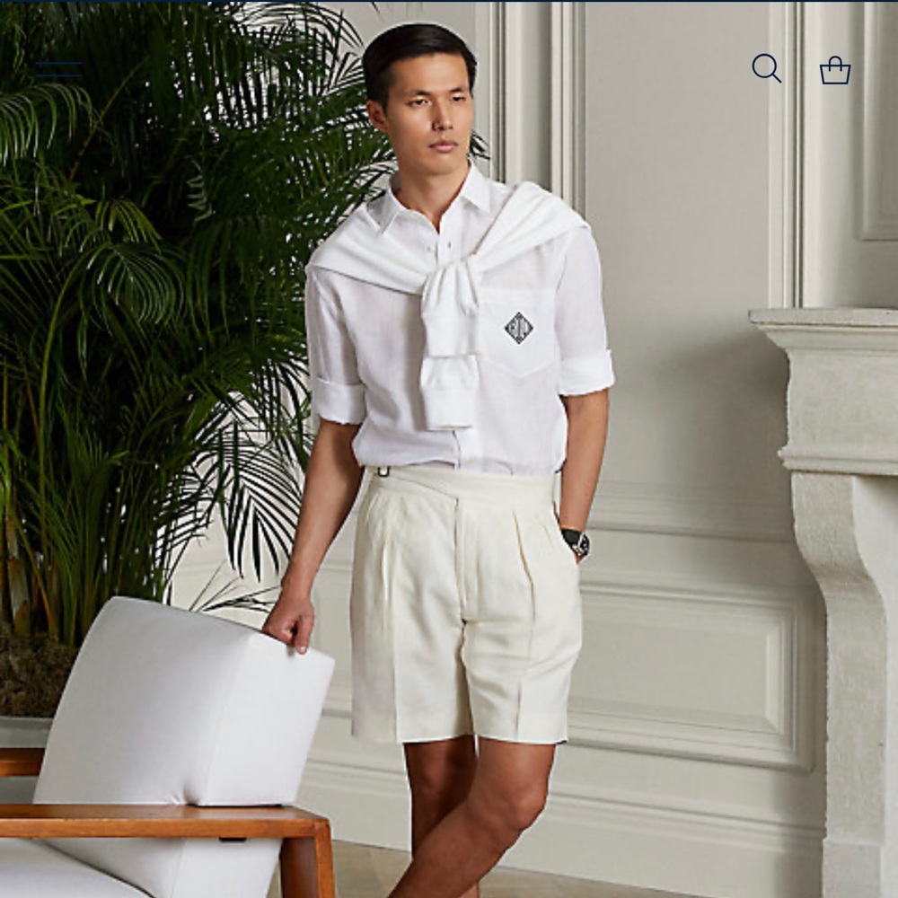 Ralph Lauren Purple Label: Mens Pleated Linen Short
